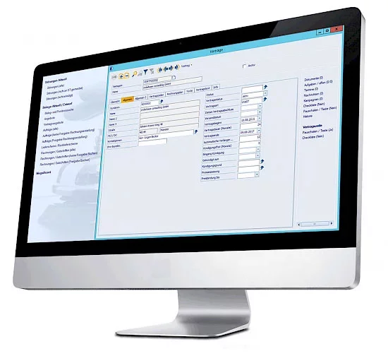 orderbase business Funktionsmodul CRM Kontaktverwaltung Screenshot Funktionsmodul Service im orderbase business