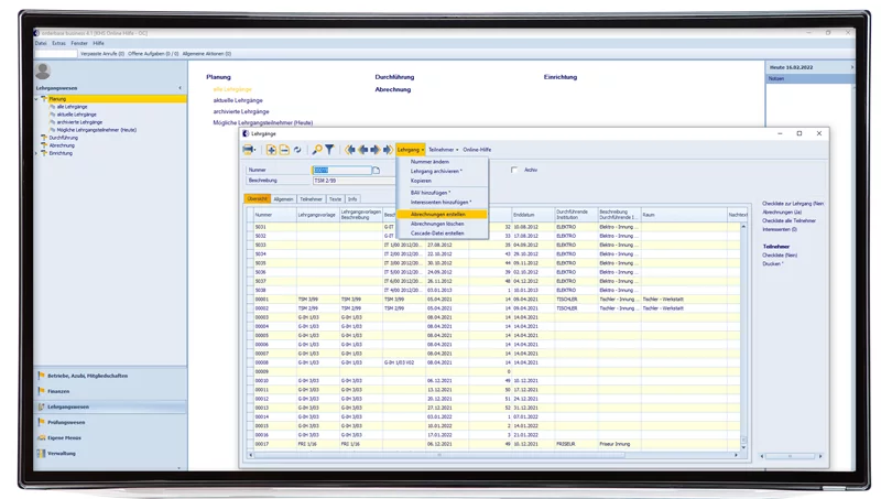 orderbase Innung Screen Bildung Screenshot Einblicke in das orderbase Innungs Funktionsmodul Bildung