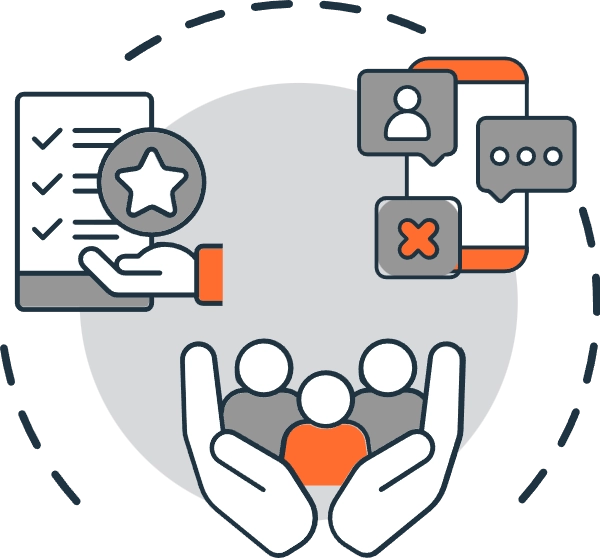 orderbase Grafik Branche Dienstleistung Service Grafik zeigt ERP-Lösung für Dienstleistungs- und Serviceunternehmen – effiziente Ressourcenplanung, Prozessoptimierung und strukturierte Datenverwaltung zur Steigerung der Kundenzufriedenheit.